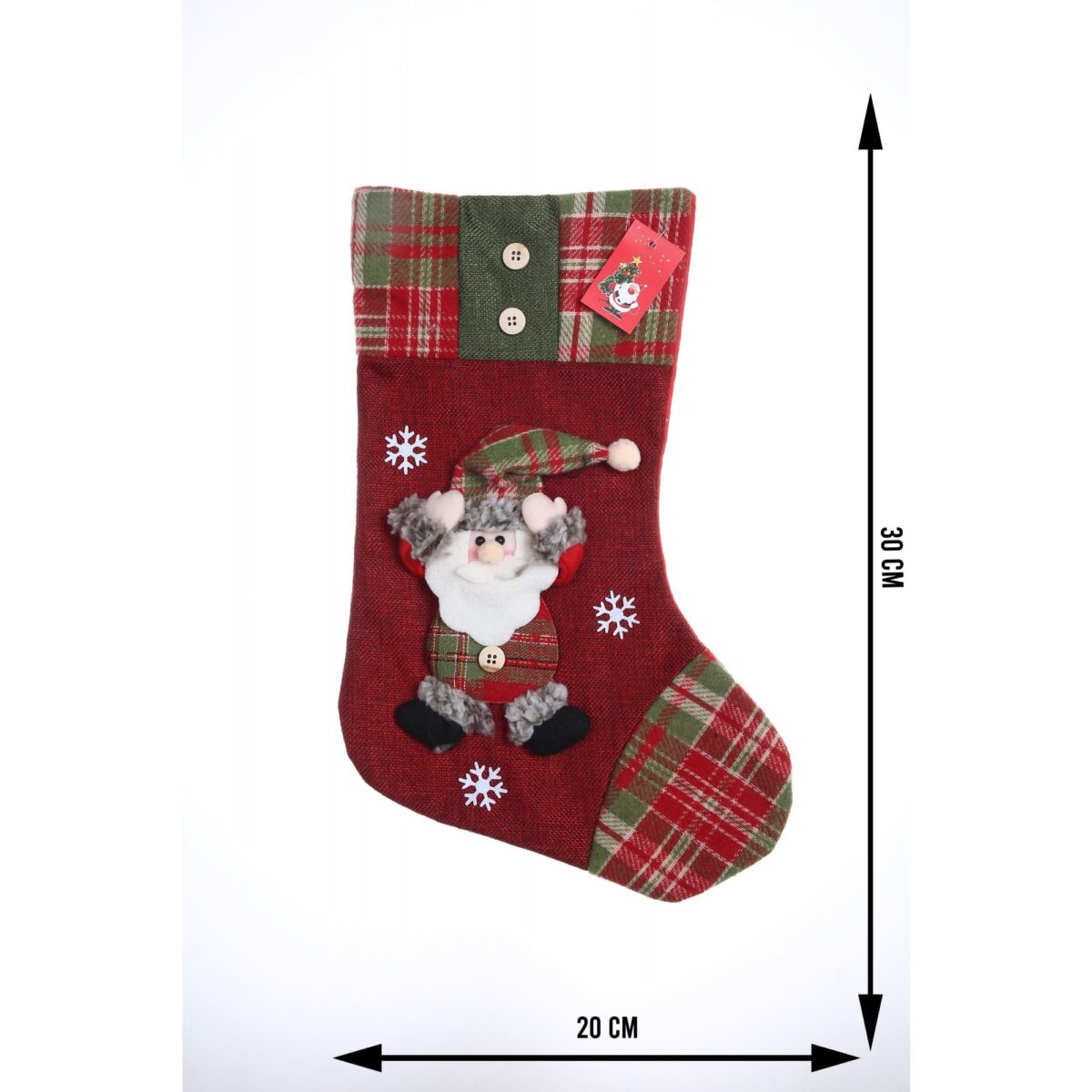 Ciorap Cadouri,Embo,cu model Mos Craciun,rosu, marimea 20x30 cm, textil, interior - imagine 5