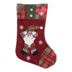 Ciorap Cadouri,Embo,cu model Mos Craciun,rosu, marimea 20x30 cm, textil, interior