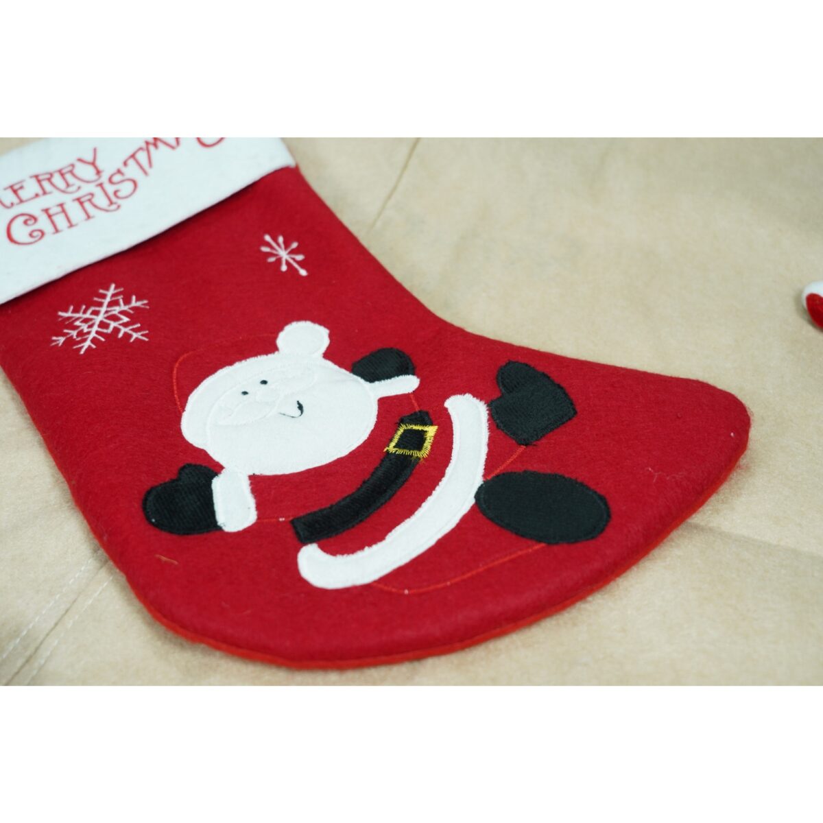 Ciorap Cadouri, Embo,cu model Mos Craciun, rosu, marimea 20x40 cm, textil, interior - imagine 2