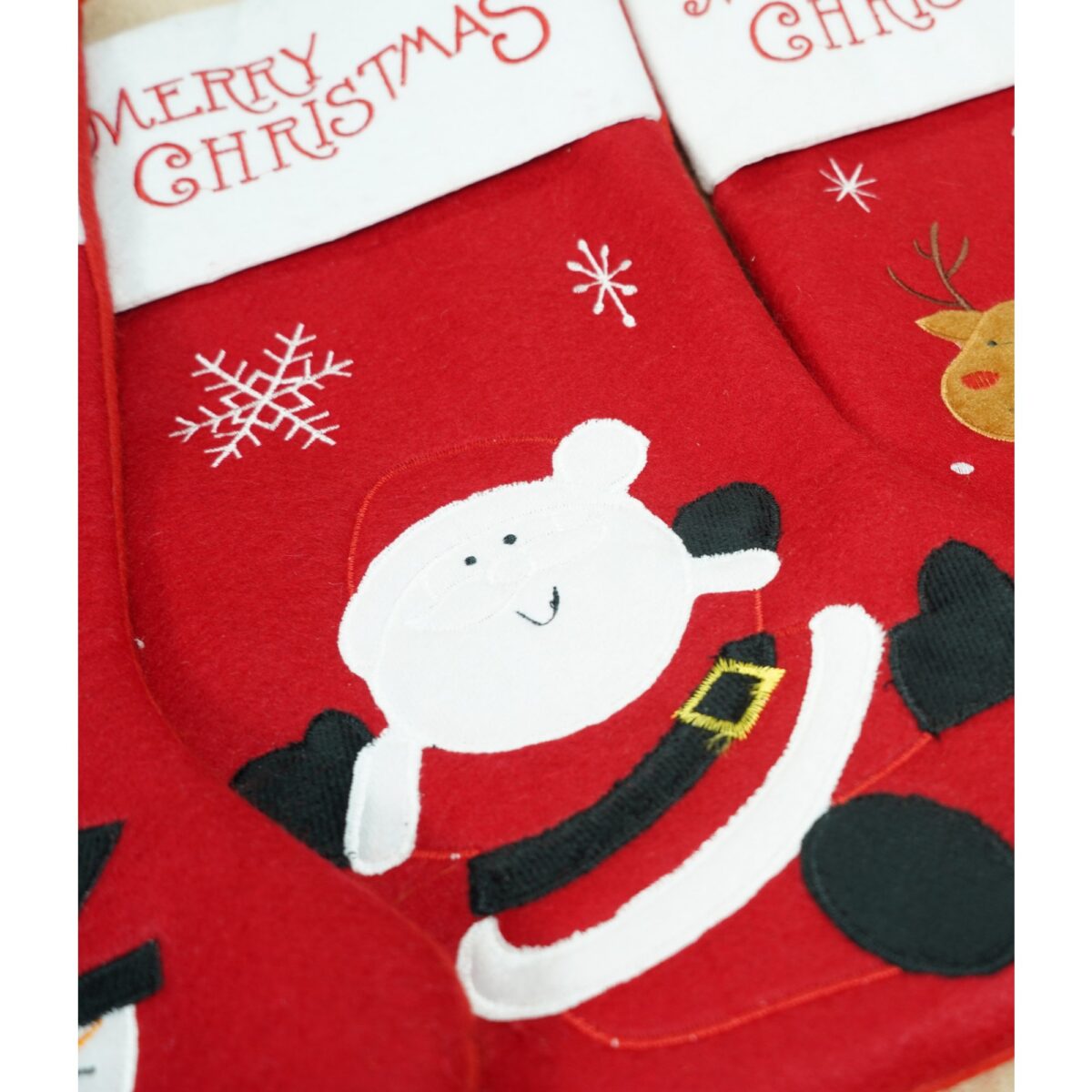 Ciorap Cadouri, Embo,cu model Mos Craciun, rosu, marimea 20x40 cm, textil, interior - imagine 3