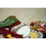 Ciorap Cadouri,Embo, cu model Mos Craciun, rosu, marimea 20x40 cm, textil, interior - imagine 3
