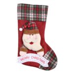 Ciorap Cadouri, Embo,cu model Mos Craciun,rosu, marimea 23x45 cm, textil, interior