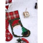 Ciorap Cadouri, Embo,cu model Mos Craciun,verde, marimea 20x40 cm, textil, interior - imagine 2