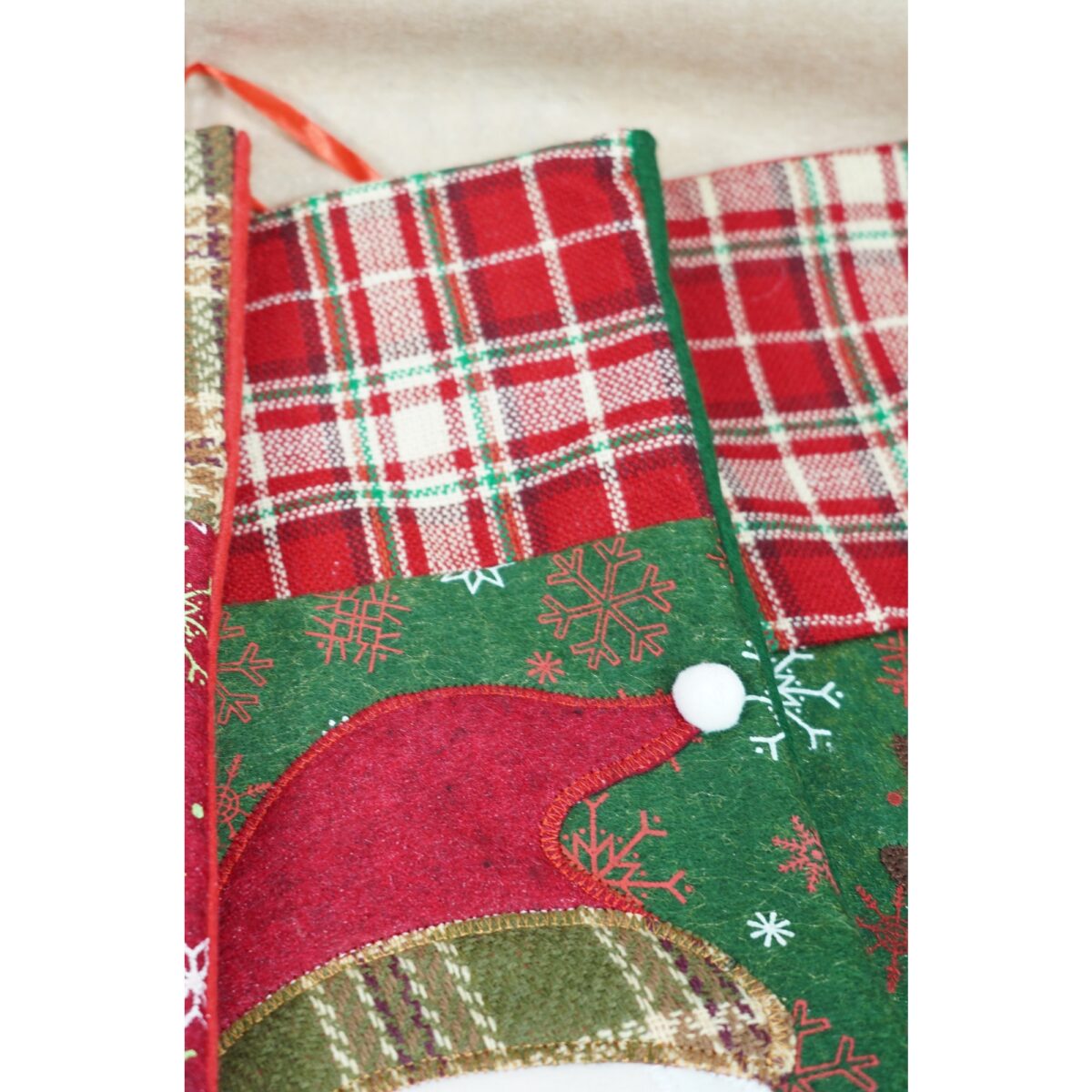 Ciorap Cadouri, Embo,cu model Mos Craciun,verde, marimea 20x40 cm, textil, interior - imagine 4