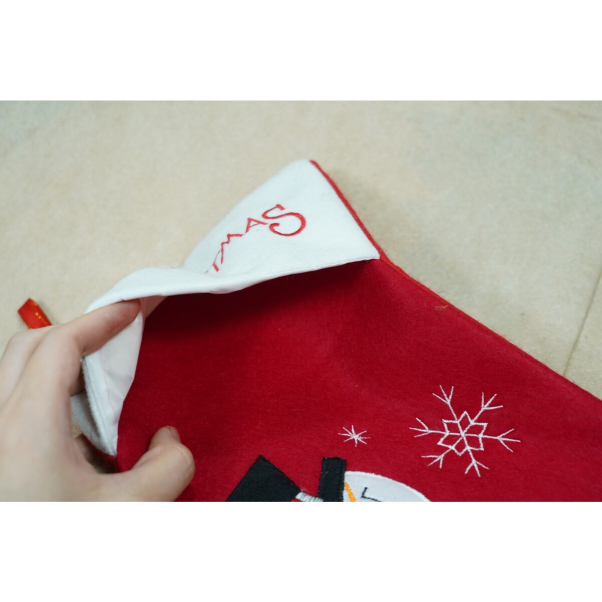 Ciorap Cadouri, Embo,cu model om de zapada, rosu, marimea 20x40 cm, textil, interior - imagine 3