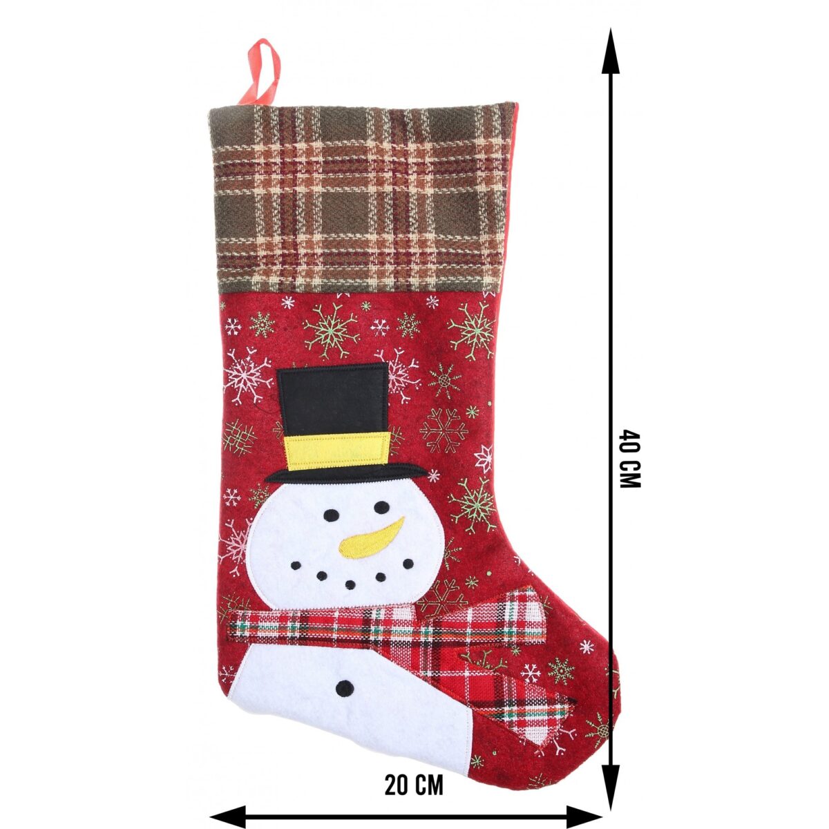 Ciorap Cadouri,Embo,cu model om de zapada, rosu, marimea 20x40 cm, textil, interior - imagine 6