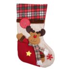 Ciorap Cadouri,Embo,cu model ren,crem, marimea 20x40 cm, textil, interior