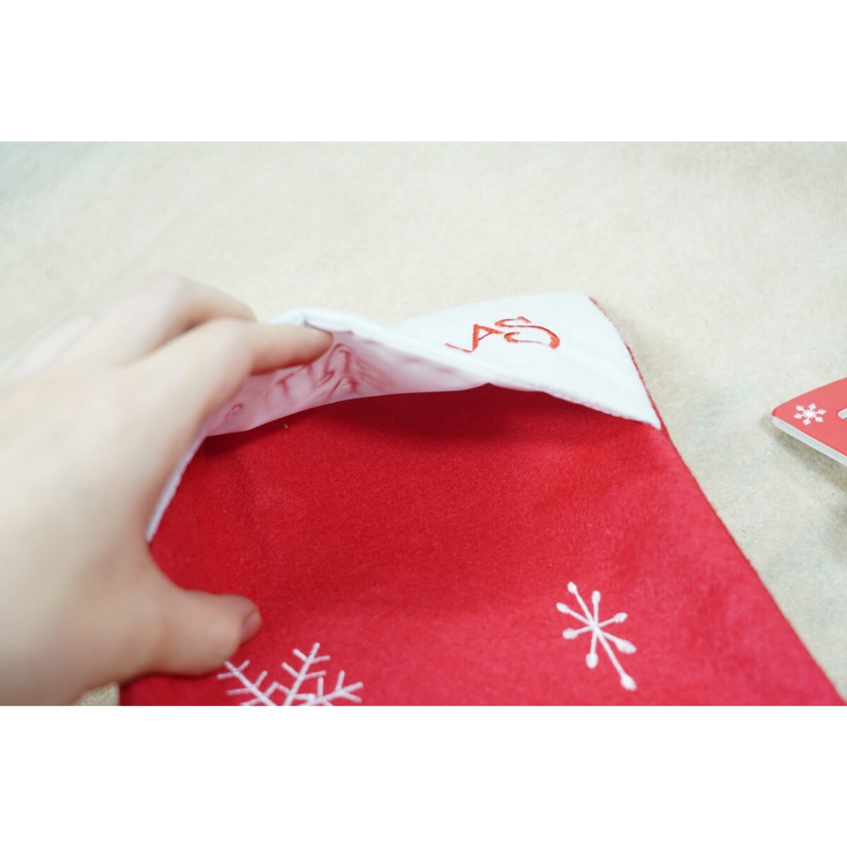 Ciorap Cadouri,Embo,cu model ren,rosu, marimea 19x38 cm, textil, interior - imagine 5