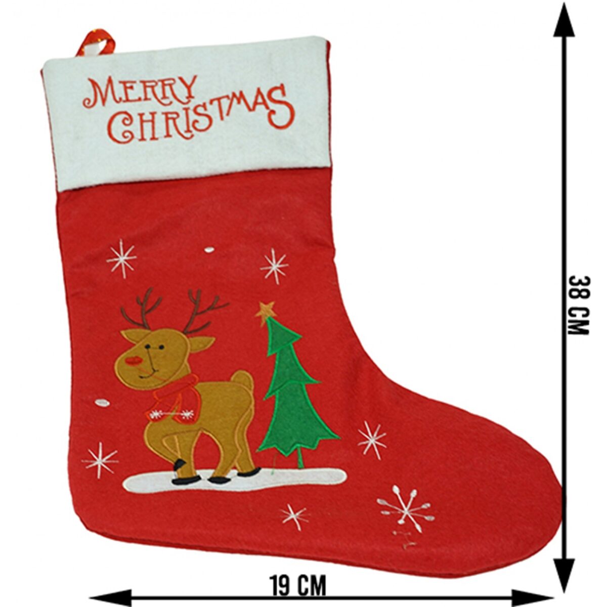 Ciorap Cadouri,Embo,cu model ren,rosu, marimea 19x38 cm, textil, interior - imagine 6