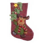 Ciorap Cadouri, Embo, cu model ren, rosu, marimea 20x45 cm, textil, interior