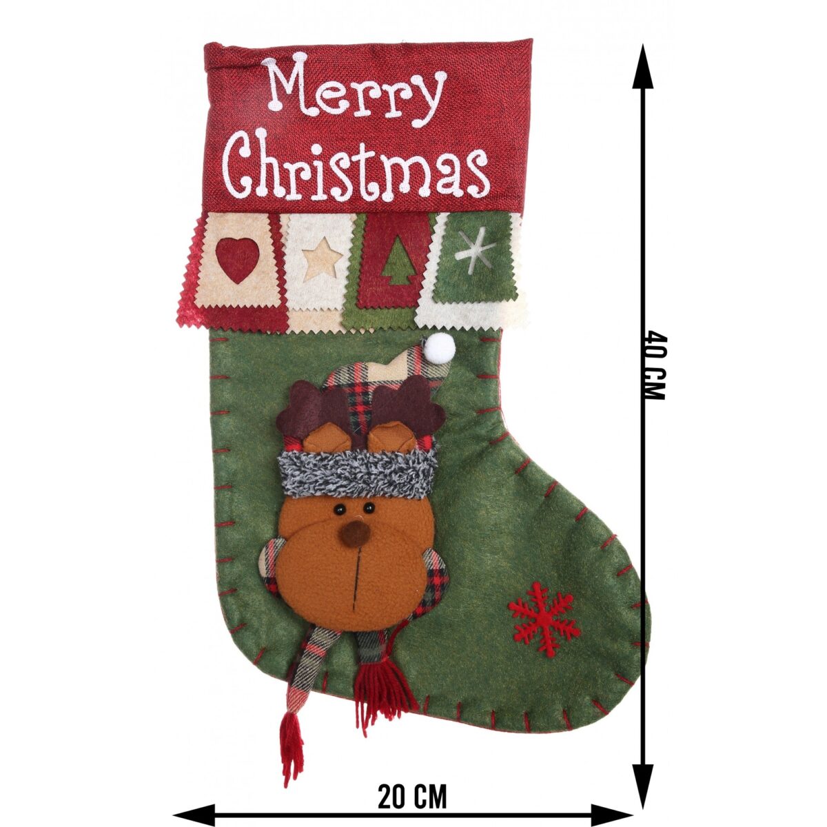 Ciorap Cadouri, Embo,cu model ren,verde, marimea 20x40 cm, textil, interior - imagine 5