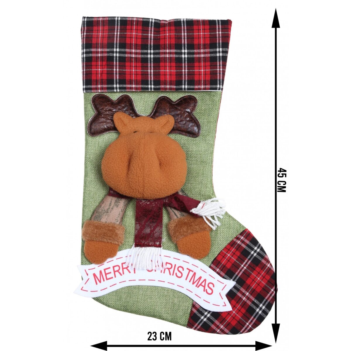 Ciorap Cadouri, Embo,cu model ren,verde, marimea 23x45 cm, textil, interior - imagine 6