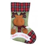 Ciorap Cadouri, Embo,cu model ren,verde, marimea 23x45 cm, textil, interior