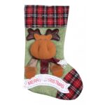 Ciorap Cadouri, Embo,cu model ren,verde, marimea 23x45 cm, textil, interior