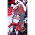 Ciorap Cadouri, model casa, culoare gri, imprimeu om de zapada, marimea 15x30 cm, Embo - imagine 5