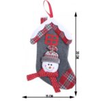 Ciorap Cadouri, model casa, culoare gri, imprimeu om de zapada, marimea 15x30 cm, Embo - imagine 6