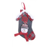 Ciorap Cadouri, model casa, culoare gri, imprimeu om de zapada, marimea 15x30 cm, Embo