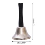 Clopotel de mana, argintiu, metalic, maner de lemn, lungime 12 cm, diametru 6.5 cm, Embo - imagine 3