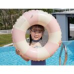 Colac de inot gonflabil pentru copii, In dungi Roz- Galben, Embo, diametru 66 cm - imagine 2