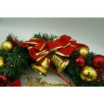 Coronita de Craciun pentru usa, Rosu/Auriu/Verde, 40 cm, PVC, Artificiala, Decorata, Interior/Exterior, Embo - imagine 2