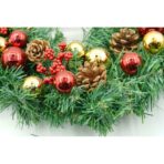 Coronita de Craciun pentru usa, Rosu-Auriu-Verde, 40 cm, PVC, Artificiala, Decorata, Interior/Exterior, Embo - imagine 9