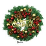 Coronita de Craciun pentru usa, Rosu-Auriu-Verde, 40 cm, PVC, Artificiala, Decorata, Interior/Exterior, Embo - imagine 11
