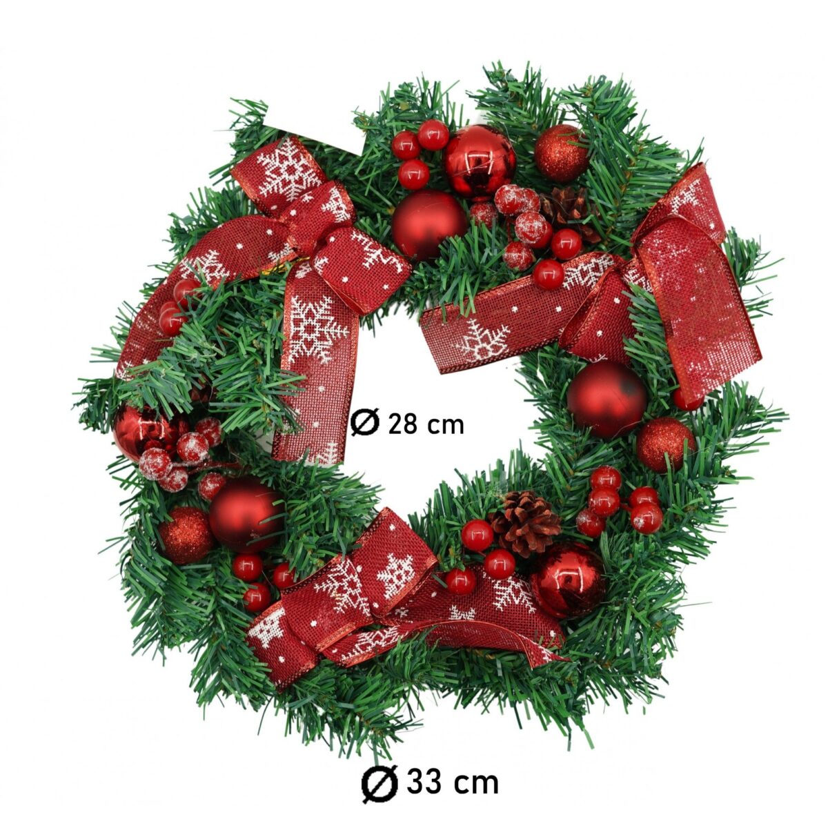 Coronita de Craciun pentru usa, Rosu/Verde, 35 cm, PVC, Artificiala, Decorata, Interior/Exterior, Embo - imagine 6