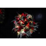 Coronita de Craciun pentru usa, Rosu/Verde, 40 cm, PVC, Artificiala, Decorata, cu LED, Interior/Exterior, Embo - imagine 2