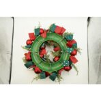 Coronita de Craciun pentru usa, Rosu/Verde, 40 cm, PVC, Artificiala, Decorata, cu LED, Interior/Exterior, Embo - imagine 5