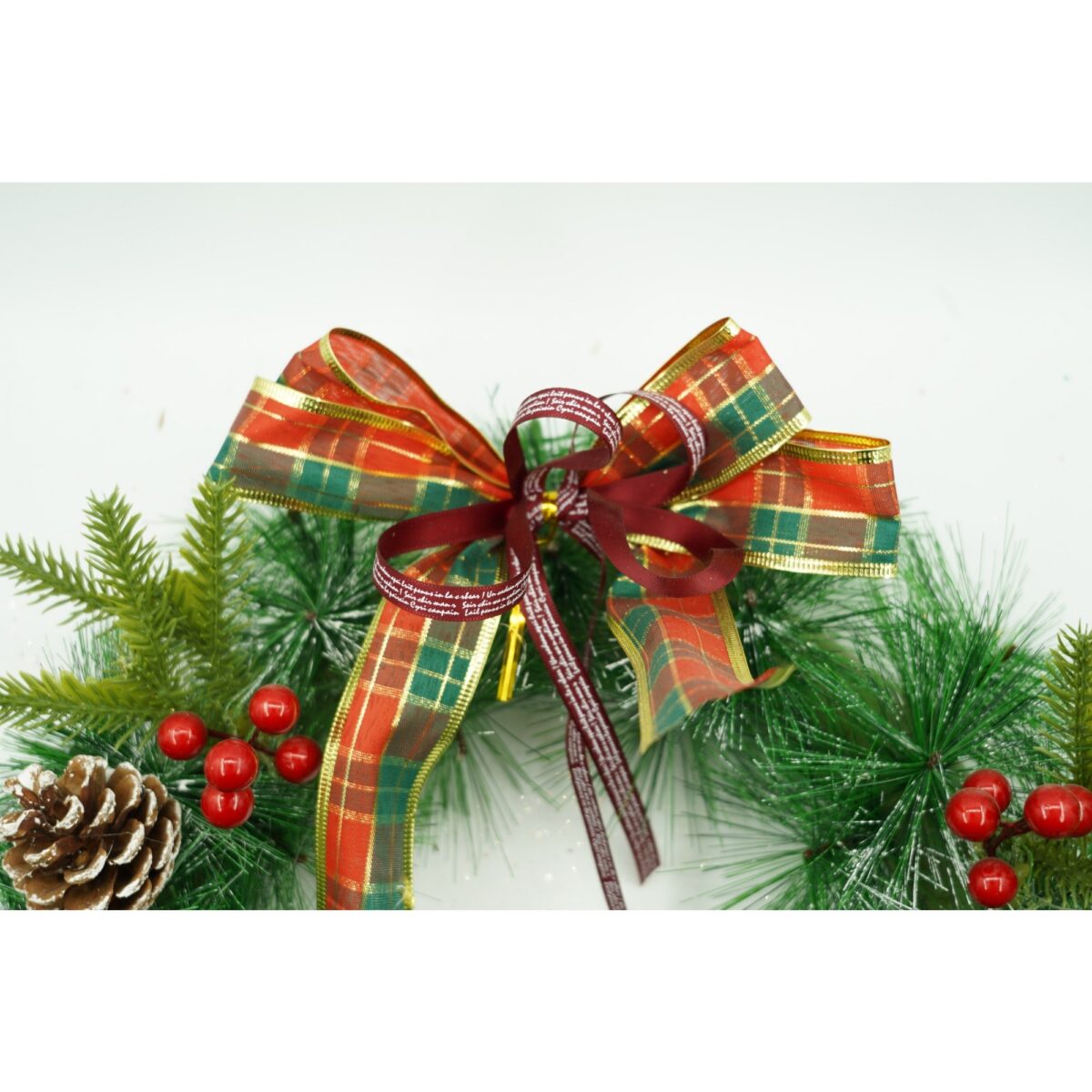 Coronita de Craciun pentru usa, Rosu/Verde, 40 cm, PVC, Artificiala, Decorata, Interior/Exterior, Embo - imagine 2