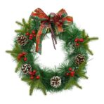 Coronita de Craciun pentru usa, Rosu/Verde, 40 cm, PVC, Artificiala, Decorata, Interior/Exterior, Embo
