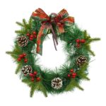 Coronita de Craciun pentru usa, Rosu/Verde, 40 cm, PVC, Artificiala, Decorata, Interior/Exterior, Embo