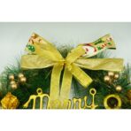 Coronita de Craciun pentru usa, Verde/Auriu, 40 cm, PVC, Artificiala, Decorata, Interior/Exterior, Embo - imagine 2