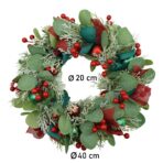 Coronita de Craciun pentru usa, Verde/Rosu, 40 cm, PVC, Artificiala, Decorata, Interior/Exterior, Embo - imagine 6