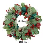 Coronita de Craciun pentru usa, Verde/Rosu, 40 cm, PVC, Artificiala, Decorata, Interior/Exterior, Embo - imagine 11