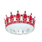 Diadema, Embo, din Aliaj, cu Cristale, Accesoriu Par, Aniversare, Nunta, Petrecere, 15.5 x 5.3 cm, Rosu