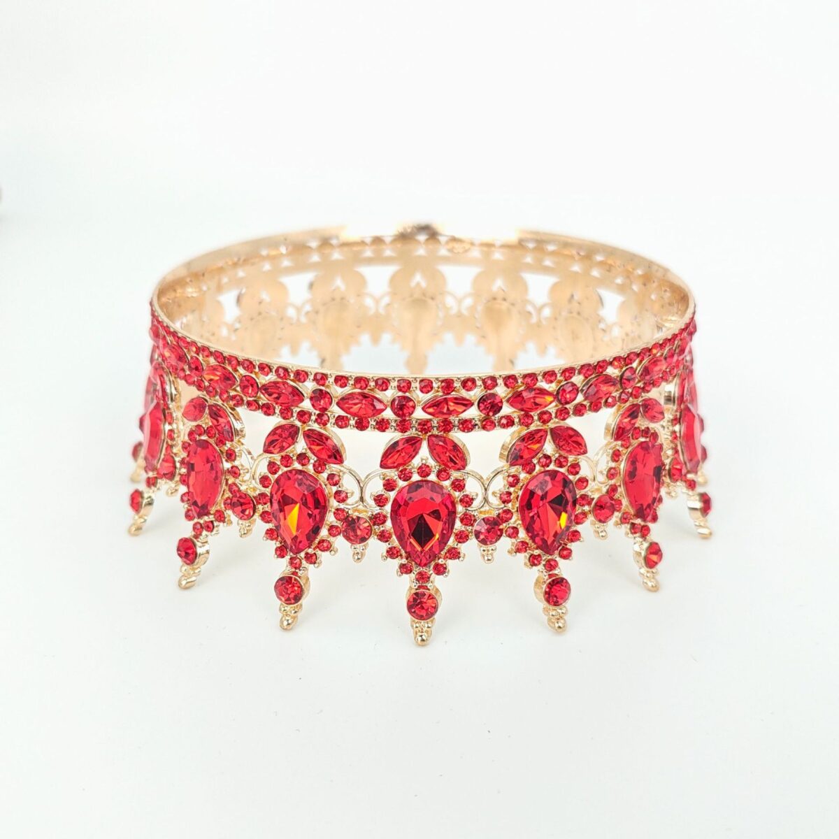 Diadema, Embo, din Aliaj, cu Cristale, Accesoriu Par, Aniversare, Nunta, Petrecere, 15.5 x 5.3 cm, Rosu - imagine 5