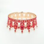 Diadema, Embo, din Aliaj, cu Cristale, Accesoriu Par, Aniversare, Nunta, Petrecere, 15.5 x 5.3 cm, Rosu - imagine 5