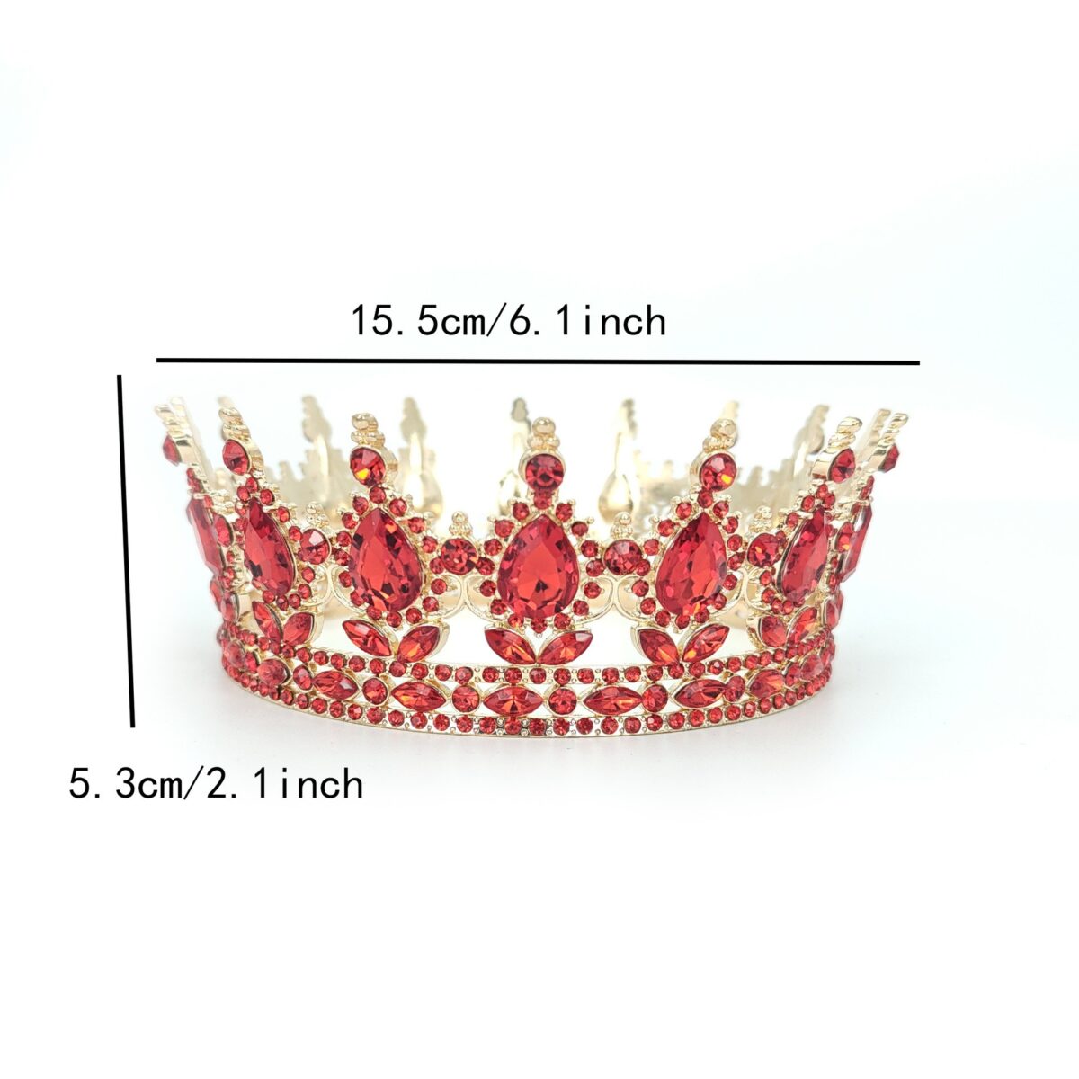 Diadema, Embo, din Aliaj, cu Cristale, Accesoriu Par, Aniversare, Nunta, Petrecere, 15.5 x 5.3 cm, Rosu - imagine 6