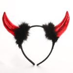 Coronita Deghizare, Embo, Model Cornite Devil, Rosu Satinat cu Puf Negru, Marime Universala
