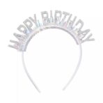 Coronita Decorativa pentru Petreceri, Embo, Tema Aniversare, Model Happy Birthday, Marime Universala, Argintiu