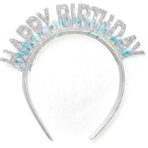 Coronita Decorativa pentru Petreceri, Embo, Tema Aniversare, Model Happy Birthday, Marime Universala, Argintiu - imagine 5