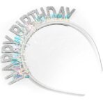 Coronita Decorativa pentru Petreceri, Embo, Tema Aniversare, Model Happy Birthday, Marime Universala, Argintiu - imagine 6