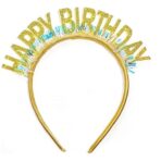 Coronita Decorativa pentru Petreceri, Embo, Tema Aniversare, Model Happy Birthday, Marime Universala, Auriu