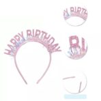 Coronita Decorativa pentru Petreceri, Embo, Tema Aniversare, Model Happy Birthday, Marime Universala, Rose - imagine 4