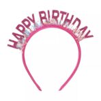 Coronita Decorativa pentru Petreceri, Embo, Tema Aniversare, Model Happy Birthday, Marime Universala, Roz