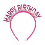 Coronita Decorativa pentru Petreceri, Embo, Tema Aniversare, Model Happy Birthday, Marime Universala, Roz