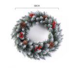 Coronita pentru Craciun Embo, 60 cm, din brad artificial, decorata cu conuri si merisoare, Alb/Verde - imagine 2