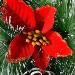 Coronita pentru Craciun Embo, diametru 32 cm, din brad artificial, decorata cu conuri si merisoare, 3 Funde Rosii. Verde/Alb - imagine 4