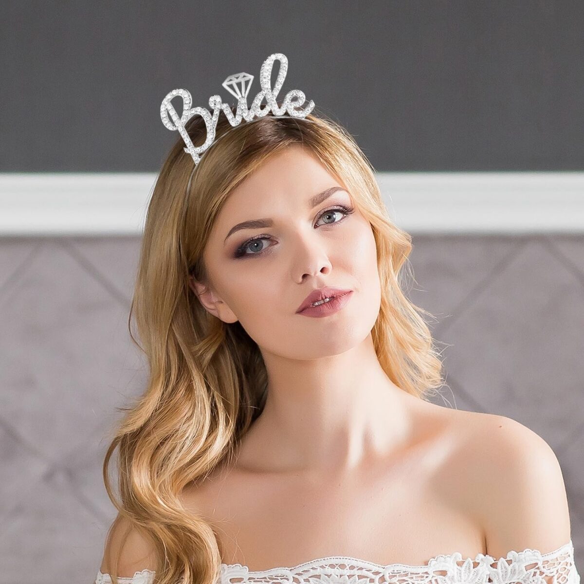 Coronita pentru Mireasa, Embo, Model Bride, cu Cristale, Marime Universala, 12.5 x 14.5 cm, Alb - imagine 3
